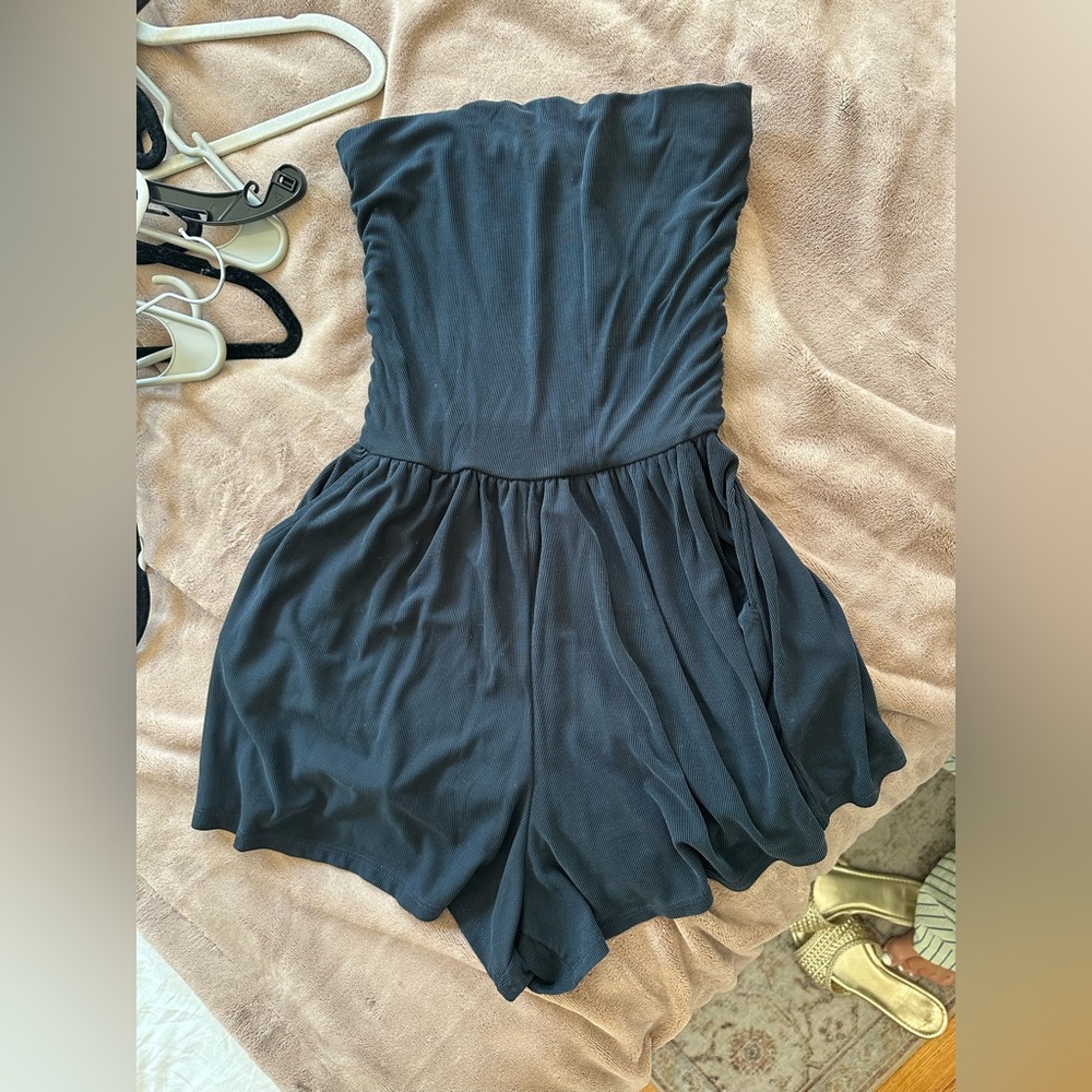 Black Strapless Romper